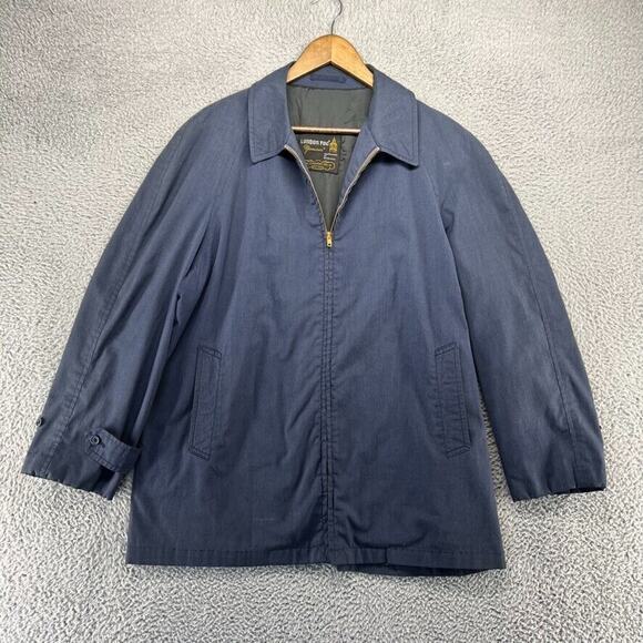 Vintage London Fog Bomber Jacket Men's 42 Blue Faded Reeves Zip Faded Talon 70s - Picture 1 of 11